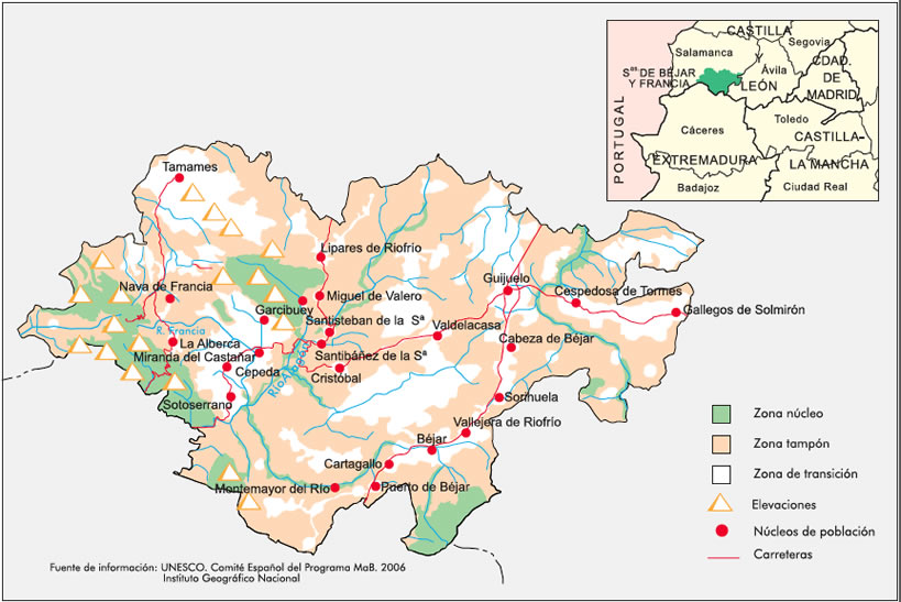 Sierras de Béjar y Francia - Plano de ubicación